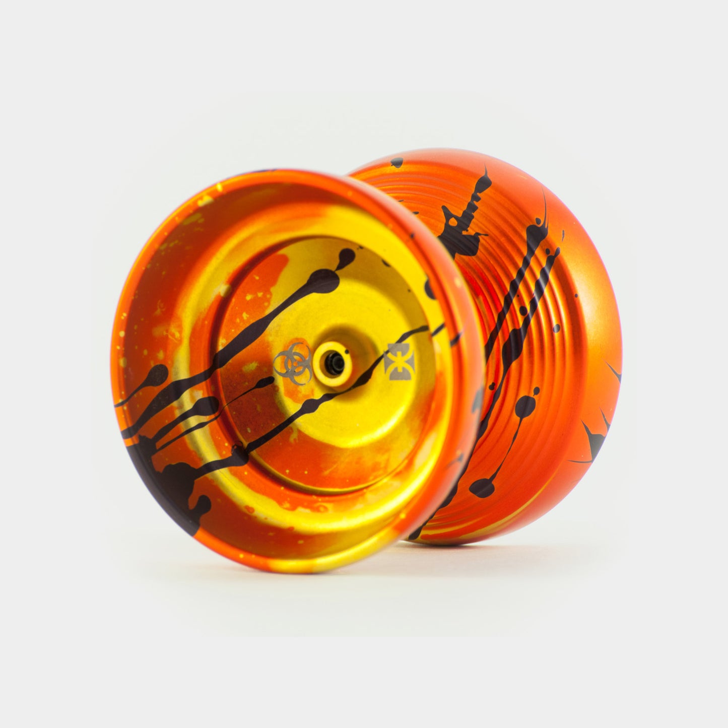 T1 yo-yo in Orange / Black Splash by One Drop YoYos