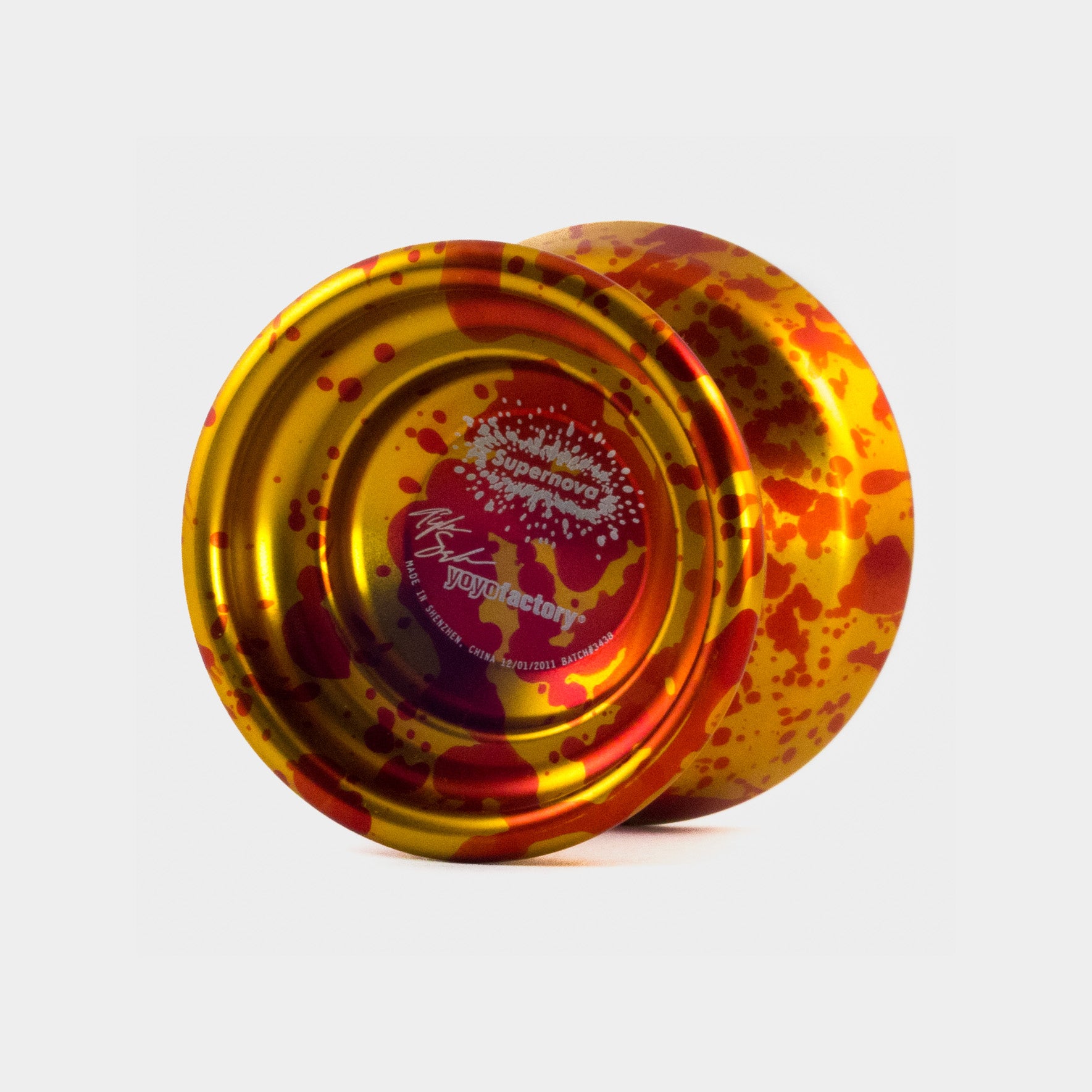 Supernova (Old) yo-yo in Gold / Red Splash by YoYoFactory