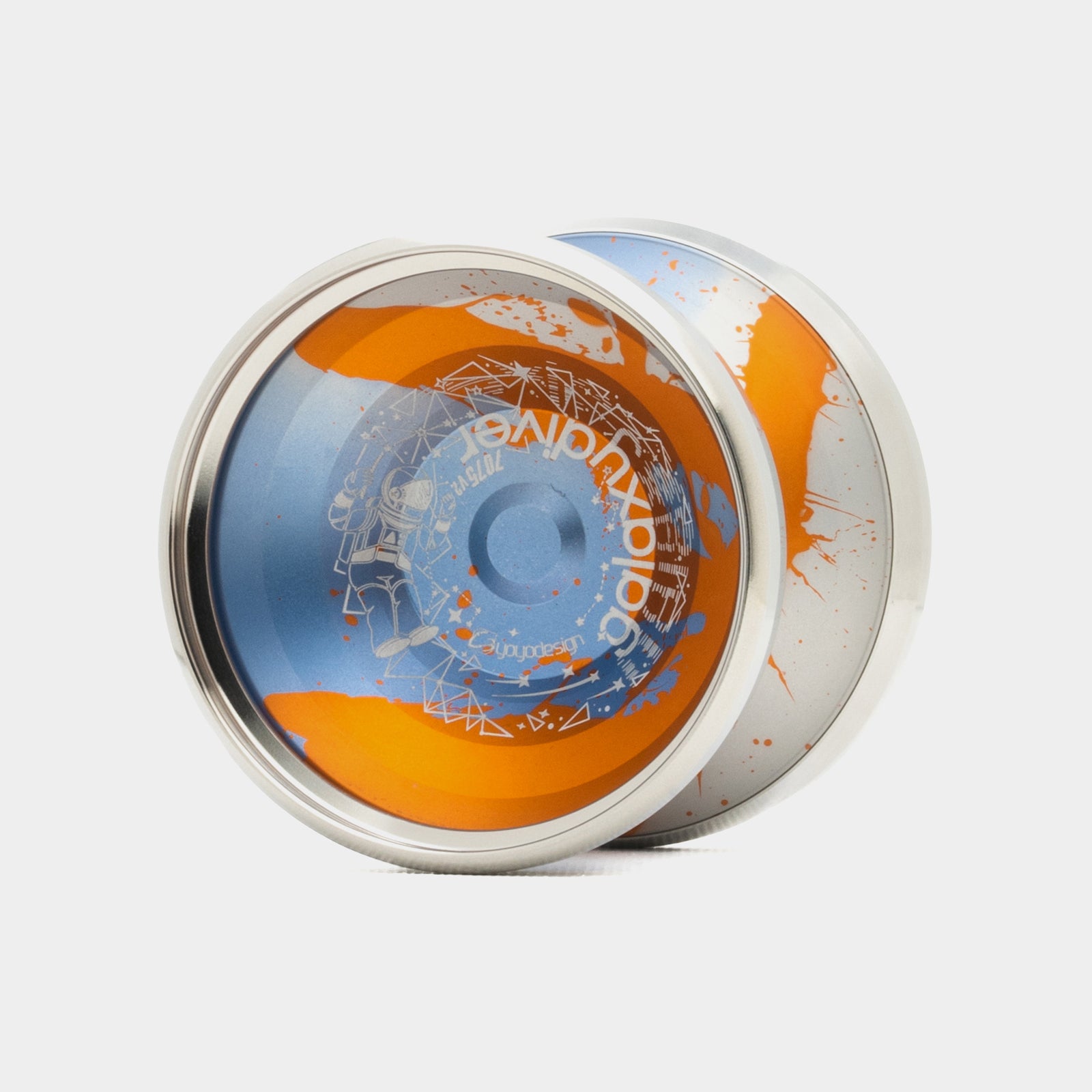 Galaxy Diver 7075 v2 yo-yo in Blue / Orange by C3yoyodesign