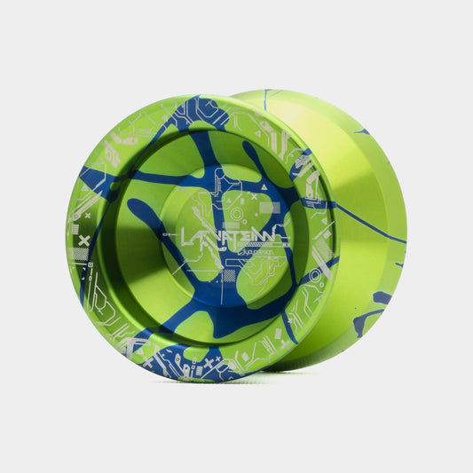 Laevateinn yo-yo in Green / Blue by C3yoyodesign